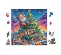 Santa and ReinCiervo at Christmas Puzzle 100 Piezas Papel Adultos Desconectar Estrés Alivio Ansiedad Garantía Reposición Piezas 28x28cm