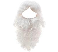 Santa barba y peluca para hombres 2 piezas de muecas largas Beard con correa ajustable transpirable santa peluca barba falsa reutilizable para fiesta de Navidad, estilo 2, santa barba y peluca set