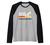 Santa Bárbara California Retro Sunset Palmeras Vintage 80 Camiseta Manga Raglan