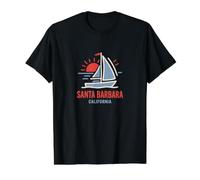 Santa Bárbara California Sailboat Sunset Design Camiseta gráfica económica, Hombre, Negro, L