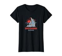 Santa Bárbara California Sailboat Sunset Design Camiseta gráfica económica, Mujer, Negro, L