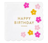 Santa Barbara Design Studio Paquete de 20 servilletas de papel con borde festoneado para bebidas, para fiesta, cóctel, 5 x 5 pulgadas, feliz cumpleaños