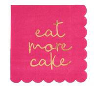 Santa Barbara Design Studio Paquete de 20 servilletas de papel con borde festoneado para bebidas, servilletas de cóctel para fiesta, 5 x 5 pulgadas, comer más pastel