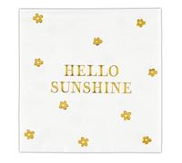 Santa Barbara Design Studio Servilletas de papel de 3 capas para bebidas, color blanco y dorado, paquete de 20 servilletas de cóctel, 5 x 5 pulgadas, Hello Sunshine