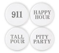 Santa Barbara Design Studio Tapones de botella con diseño de cara de regalo, artículos esenciales para vino, juego de 4, Happy Hour