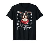 Santa Bernese Mountain Rindeer Light Christmas Camiseta