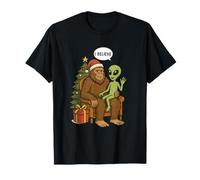 Santa Bigfoot Alien UFO Paranormal Navidad Camiseta