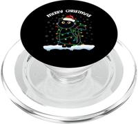 Santa Black Cat Luces de Navidad Funny Merry Christmas Cat PopSockets PopGrip para MagSafe