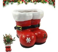 Santa Boots Planter, Creative Resin Santa Boots Christmas Planter, 4 Inch Christmas Boot Planters, Tabletop Xmas Decor for Home Office,Festive Desktop Accent & Ideal Seasonal for Xmas (Set A)