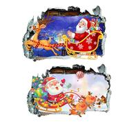 Santa Breakthrough Wall Sticker 3D Broken Wall Effect, Removable Christmas Creative Walls Sticker, Large Santa Walls Decor for Doors, Windows, Kids Rooms, Holiday Parties (XX)