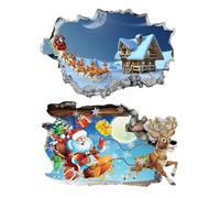 Santa Breakthrough Wall Sticker 3D Broken Wall Effect, Removable Christmas Creative Walls Sticker, Large Santa Walls Decor for Doors, Windows, Kids Rooms, Holiday Parties (BB)