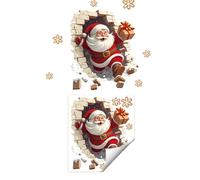 Santa Breakthrough Wall Sticker, Large Santa Claus Peel and Stick Sticker for Holiday Decor, Home and Store Decoration (A 43 * 50CM)