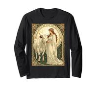 Santa Brígida de Irlanda con Vaca Blanca Manga Larga