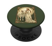 Santa Brígida de Irlanda con Vaca Blanca PopSockets PopGrip Adhesivo