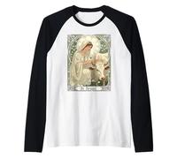 Santa brígida patrona Santa todaclasede Irlanda con Vaca Blanca Camiseta Manga Raglan