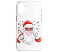 Santa Bubble Gum Pink Heart Gafas de Sol Navidad Carcasa para iPhone 16 Plus