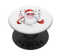 Santa Bubble Gum Pink Heart Gafas de Sol Navidad PopSockets PopGrip Adhesivo