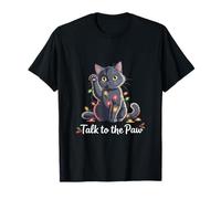 Santa Cat Talk To The Paw Funny Christmas Cool Cat Lover Camiseta