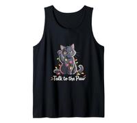 Santa Cat Talk To The Paw Funny Christmas Cool Cat Lover Camiseta sin Mangas
