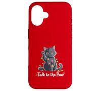 Santa Cat Talk To The Paw Funny Christmas Cool Cat Lover Carcasa para iPhone 16
