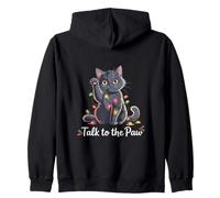Santa Cat Talk To The Paw Funny Christmas Cool Cat Lover Sudadera con Capucha