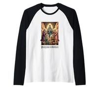 Santa Católica Orar como Madre Mujeres Religiosas Camiseta Manga Raglan
