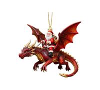 Santa Christmas Ornament - Flying Dragon Decor | 2D Santa Riding A Flying Dragon Christmas Ornament For Holiday Celebrations Winter Seasonal Displays and Decorating Trees Backpacks