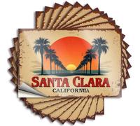 Santa Clara, California: A Tropical Sunset Paradise Decoración de entrada delantera, café, bricolaje, tatuajes costeros, parachoques, calcomanía de vinilo extraíble (12 x 18 cm)