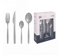 SANTA CLARA | Cubertería Completa 24 Piezas de Acero Inoxidable Acabado Mate, Juego de Cubiertos con Cuchillo, Tenedor, Cuchara y Cucharilla de Postre, Servicio para 6 Personas, Modelo Pombal