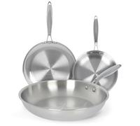 Santa Clara - Juego de Sartenes Acero Inoxidable 18/10 Trifusión 20-24-28 cm, Set de 3 Piezas Sin Revestimiento, Apta para Inducción, Horno, Gas y Vitro, Cocina Saludable y Libre de Tóxicos