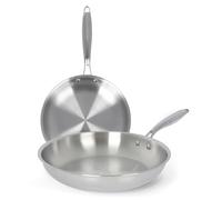 Santa Clara | Juego de Sartenes Acero Inoxidable 18/10 Trifusión 24-28 cm, Set de 2 Piezas Sin Revestimiento, Apta para Inducción, Horno, Gas y Vitro, Cocina Saludable y Libre de Tóxicos