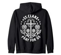 Santa Clara Reza por Nosotros Católica Santa Floral Sudadera con Capucha