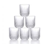 SANTA CLARA | Set 6 Vasos de Cristal Agua 270cc y 430cc Modelos Odiel y Orbel, Vasos de Vidrio con Relieve en Varios Colores, Aptos para Lavavajillas y Microondas Morado Odiel