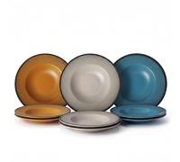 SANTA CLARA | Set de 6 Platos Hondos para Pasta 28 cm Cerámica Stoneware Piamonte, Vajilla para Hogar y Cocina, Ideal para Raciones Generosas, Apto Microondas y Lavavajillas, Resistente