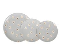 Santa Clara Vajilla Completa 12 Piezas de Vidrio Templado, Incluye 4 Platos Llanos de (24 cm), 4 Platos Hondos de (21 cm) y 4 Platos de Postre de (20 cm), Colección Camomila