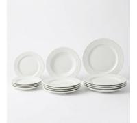 SANTA CLARA | Vajilla Completa 12 Piezas Vidrio Opal para 4 Personas, Apta Microondas y Lavavajillas, Vajilla Cerdeña en Opal con Relieve Reforzado para Hogar y Cocina