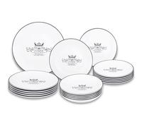 Santa Clara Vajilla Completa 18 Piezas de Vidrio Templado, Incluye 6 Platos Llanos de 23,5 cm, 6 Platos Hondos de 21 cm y 6 Platos de Postre de 19 cm, Colección Cuisine