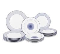 Santa Clara Vajilla Completa 18 Piezas de Vidrio Templado, Incluye 6 Platos Llanos de (27 cm), 6 Platos Hondos de (21.5 cm) y 6 Platos de Postre de (19 cm), Colección Diana