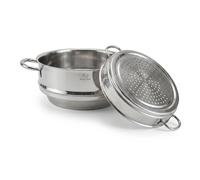 SANTA CLARA | Vaporera con Tapa 24 cm de Acero Inoxidable Brillo, Cesta Vaporizadora con Asas y Tapa Perforada, Olla para Cocinar al Vapor Verduras y Pescado, Menaje de Cocina