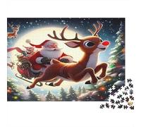 Santa Claus 1000 Piece Puzzle for Adults Santa on Reindeer Fun and Challenging Family Game Great Gift Idea 70x50cm 1000pcs