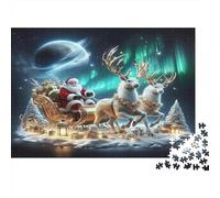 Santa Claus 1000 Pieces for Adults Santa on Sleigh with Reindeer Fun and Challenging Family Game Great Gift 52x38cm 1000pcs