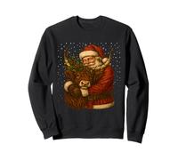 Santa Claus Abrazando Highland Cow Christmas Farm Sudadera
