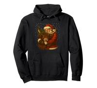 Santa Claus Abrazando Highland Cow Christmas Farm Sudadera con Capucha