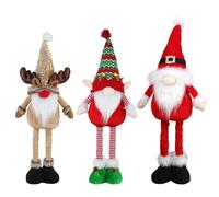 Santa Claus Adornos Festivos Encantadora Muñeca Navideña Decoración Muñeca Telescópica Festiva Santa Claus Peluche para Decoración de Vacaciones Papá Noel+Duende de Navidad+Renos de Navidad