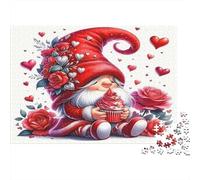 Santa Claus Adult Challenging Puzzle Games GNOME with Red Roses for Women, Gifts for Men Age 14 Years Up 38x26cm 1000pcs