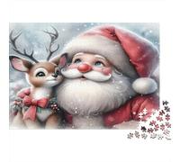 Santa Claus Adult Jigsaw for Wall Decor Santa with Reindeer in Close-up Educational Game Decompression 1000Pc 38x26cm 1000pcs