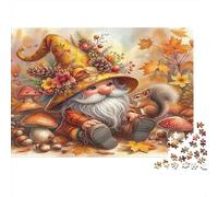 Santa Claus Adult Jigsaw Puzzles Autumn GNOME with Squirrel for The Whole Family Women, Gifts for Men 52x38cm 1000pcs