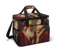 Santa Claus And His Wife - Bolsa térmica de camping vintage con aislamiento, bolsas portátiles a prueba de fugas con correa para el hombro