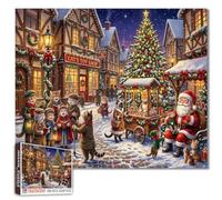 Santa Claus Christmas Cat Jigsaw Puzzles for Adults 1000 Pieces Festive Village Scene Snowy Street DIY Puzzles Family Games Holiday Wall Decor Gifts 19,7 x 27,6 inch