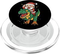 Santa Claus Christmas Dinosaur Trex Merry Xmas Niños Niñas PopSockets PopGrip para MagSafe
